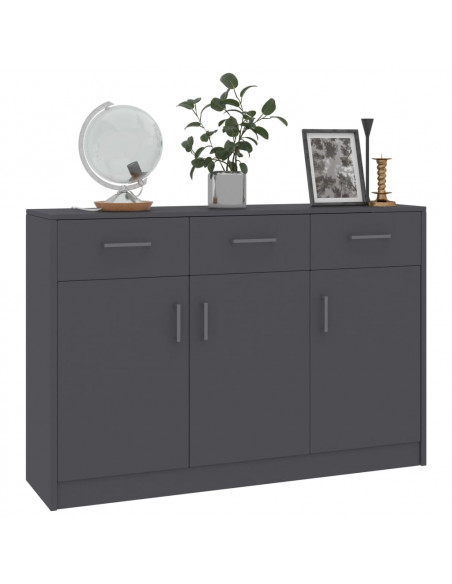 Credenza Grigia 110x30x75 cm in Legno Multistrato