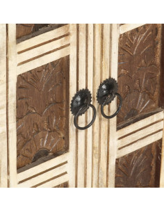 Credenza Bianca 65x30x75 cm in Legno Massello di Mango 2