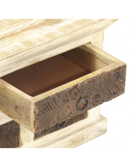 Credenza Bianca 65x30x75 cm in Legno Massello di Mango