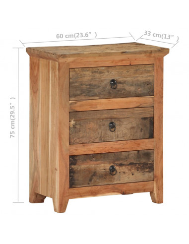 Credenza 60x33x75 cm in Legno Massello di Acacia e di Recupero