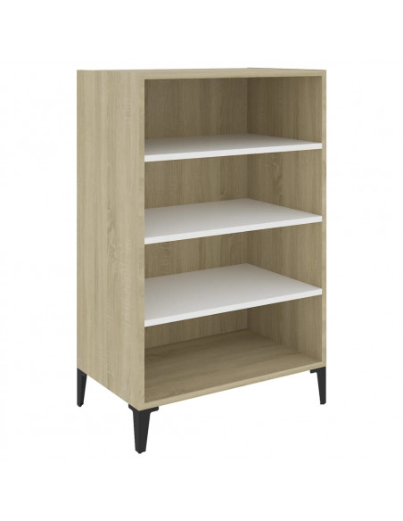 Credenza Bianca e Rovere Sonoma 57x35x90 cm Legno Multistrato