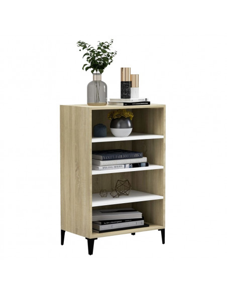 Credenza Bianca e Rovere Sonoma 57x35x90 cm Legno Multistrato