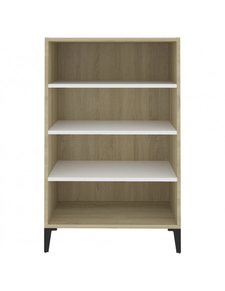 Credenza Bianca e Rovere Sonoma 57x35x90 cm Legno Multistrato