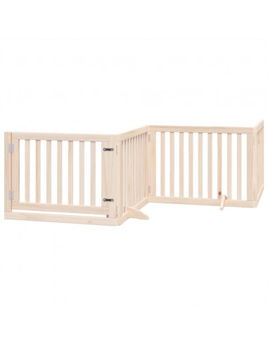Cancello per Cani con Porta Pieghevole 4 Pannelli 320 cm Pioppo