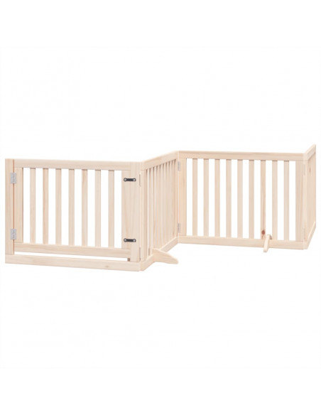 Cancello per Cani con Porta Pieghevole 4 Pannelli 320 cm Pioppo