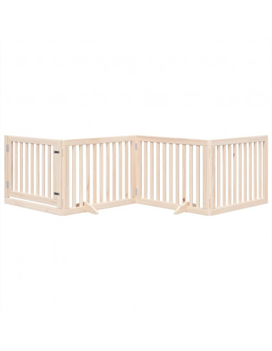 Cancello per Cani con Porta Pieghevole 4 Pannelli 320 cm Pioppo