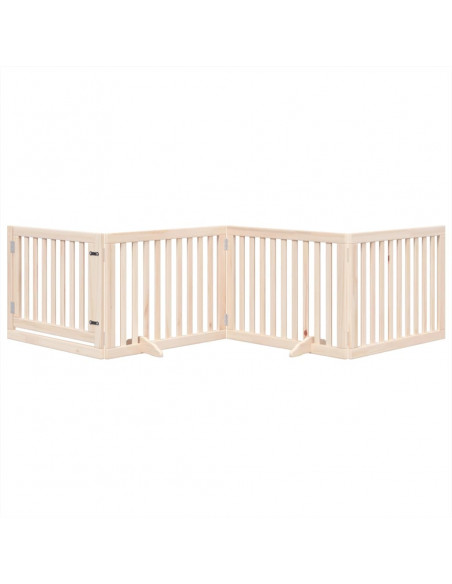 Cancello per Cani con Porta Pieghevole 4 Pannelli 320 cm Pioppo