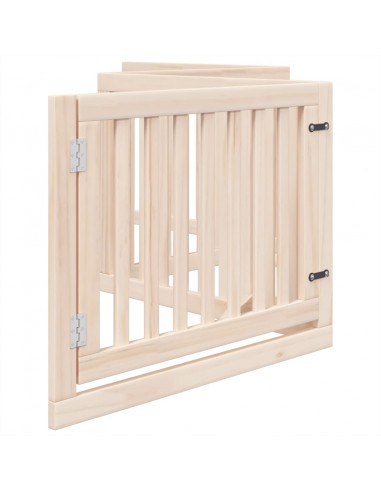 Cancello per Cani con Porta Pieghevole 4 Pannelli 320 cm Pioppo