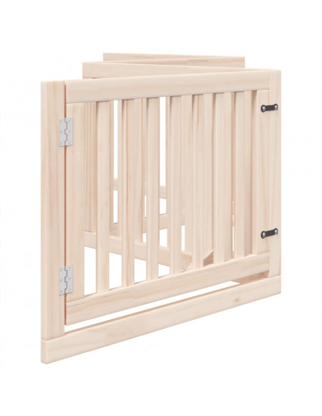 Cancello per Cani con Porta Pieghevole 4 Pannelli 320 cm Pioppo