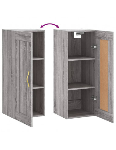Mobile a Parete Grigio Sonoma 34,5x34x90 cm Legno Multistrato