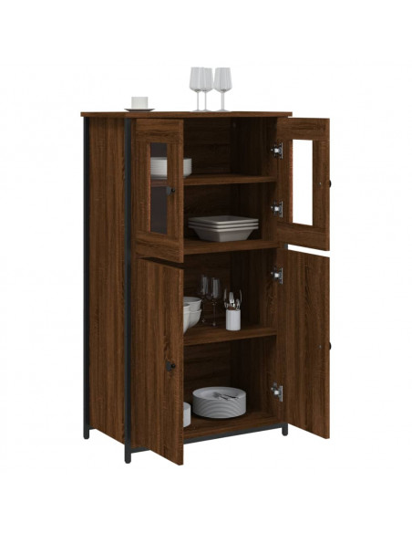 Credenza Rovere Marrone 62x32x106,5 cm in Legno Multistrato