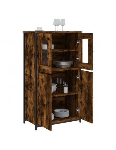 Credenza Rovere Fumo 62x32x106,5 cm in Legno Multistrato