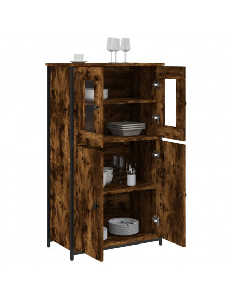 Credenza Rovere Fumo 62x32x106,5 cm in Legno Multistrato