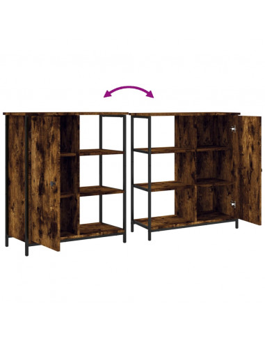 Credenza Rovere Fumo 70x30x80 cm in Legno Multistrato