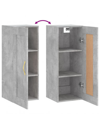 Mobile a Parete Grigio Cemento 34,5x34x90 cm Legno Multistrato