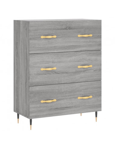 Credenza Grigio Sonoma 69,5x34x180 cm in Legno Multistrato