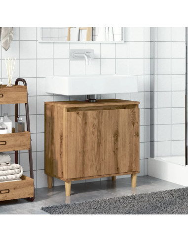 Mobile Lavabo Rovere Artigianale 58x33x60 cm Legno Multistrato