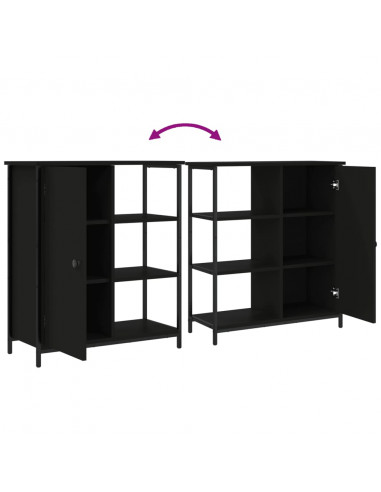 Credenza Nera 70x30x80 cm in Legno Multistrato