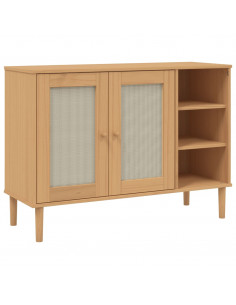 Credenza SENJA Aspetto Rattan 112x40x80 cm Legno Massello Pino 2