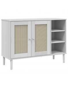 Credenza SENJA Aspetto Rattan Bianco 112x40x80 cm Massello Pino 2