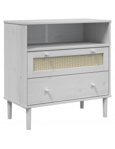 Credenza SENJA Aspetto Rattan Bianco 80x40x80 cm Massello Pino 2