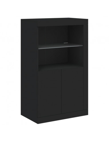 Credenza con Luci LED Nera 162x37x100 cm
