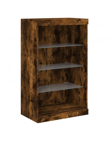 Credenza con Luci LED Rovere Fumo 181,5x37x100 cm