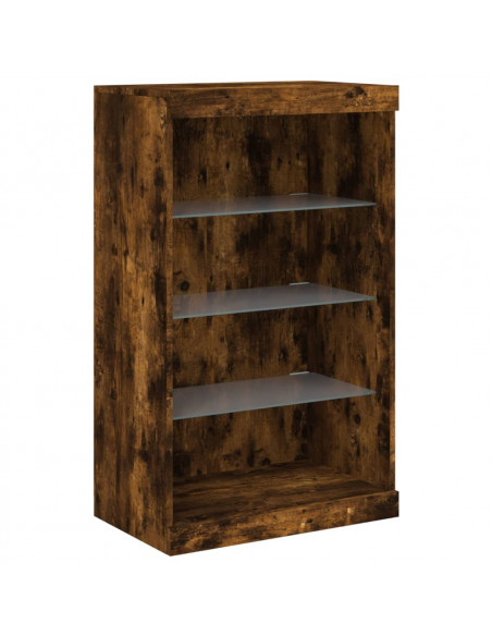 Credenza con Luci LED Rovere Fumo 181,5x37x100 cm