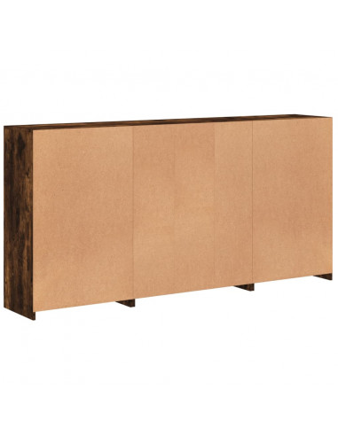 Credenza con Luci LED Rovere Fumo 202x37x100 cm