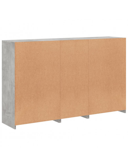 Credenza con Luci LED Grigio Cemento 162x37x100 cm