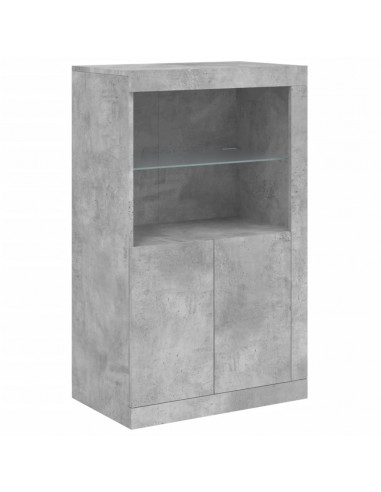Credenza con Luci LED Grigio Cemento 162x37x100 cm