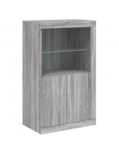 Credenza con Luci LED Grigio Sonoma 162x37x100 cm