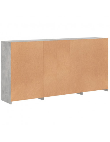Credenza con Luci LED Grigio Cemento 202x37x100 cm