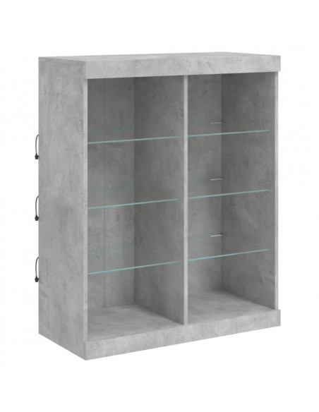 Credenza con Luci LED Grigio Cemento 202x37x100 cm