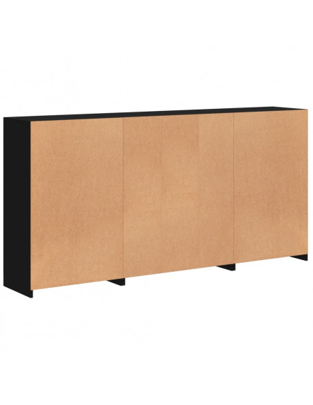 Credenza con Luci LED Nera 202x37x100 cm