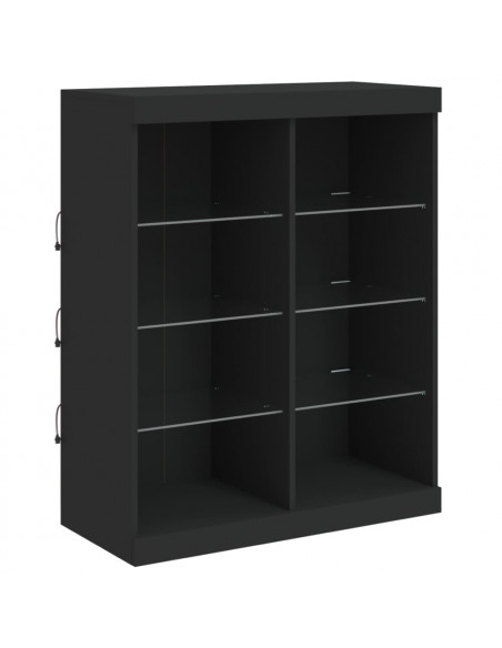 Credenza con Luci LED Nera 202x37x100 cm