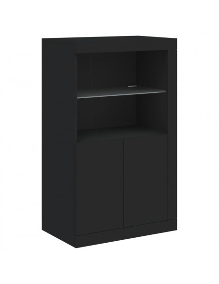 Credenza con Luci LED Nera 202x37x100 cm