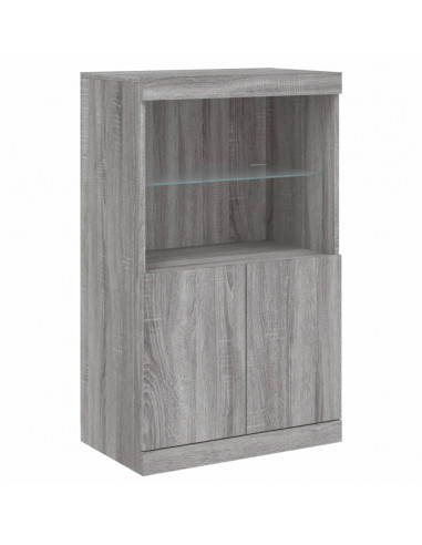 Credenza con Luci LED Grigio Sonoma 181,5x37x100 cm