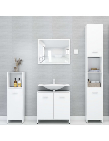 Mobile da Bagno Bianco 30x30x183,5 cm in Legno Multistrato
