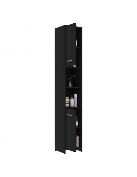 Mobile da Bagno Nero 30x30x183,5 cm in Legno Multistrato