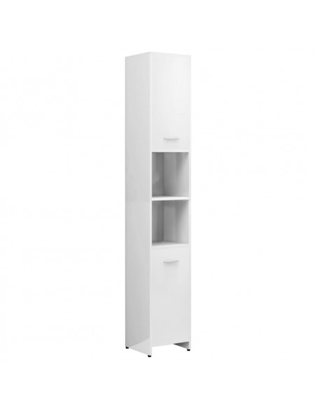 Mobile da Bagno Bianco Lucido 30x30x183,5 cm Legno Multistrato