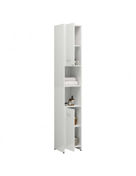 Mobile da Bagno Bianco Lucido 30x30x183,5 cm Legno Multistrato