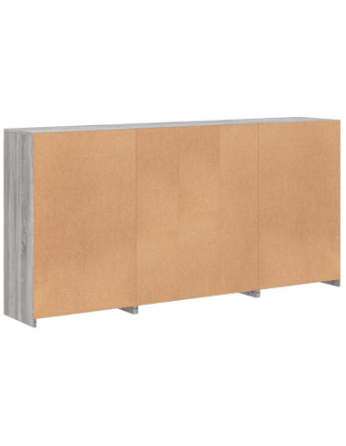 Credenza con Luci LED Grigio Sonoma 202x37x100 cm