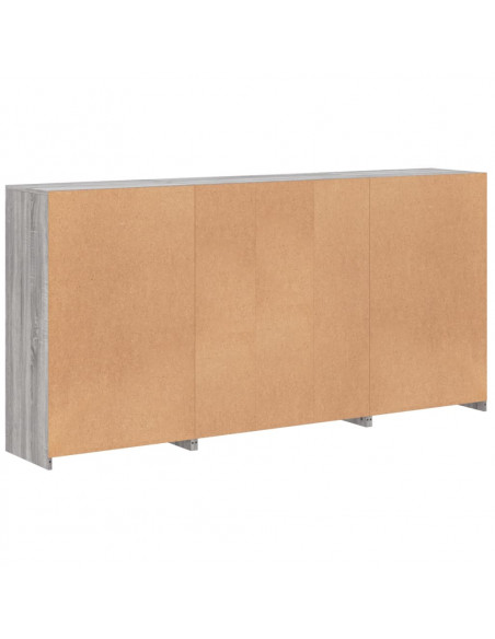 Credenza con Luci LED Grigio Sonoma 202x37x100 cm