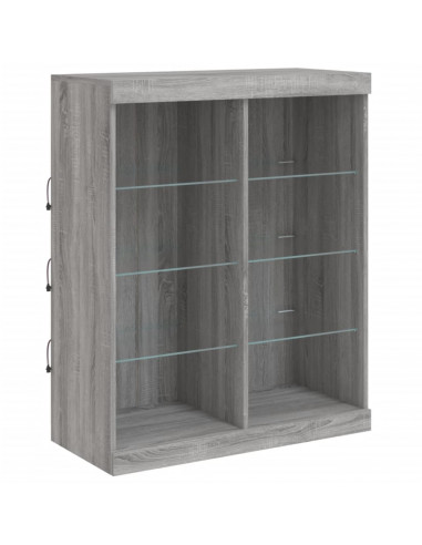 Credenza con Luci LED Grigio Sonoma 202x37x100 cm