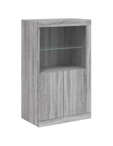 Credenza con Luci LED Grigio Sonoma 202x37x100 cm