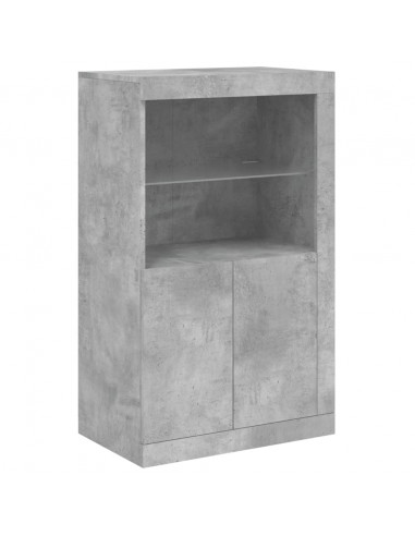 Credenza con Luci LED Grigio Cemento 181,5x37x100 cm