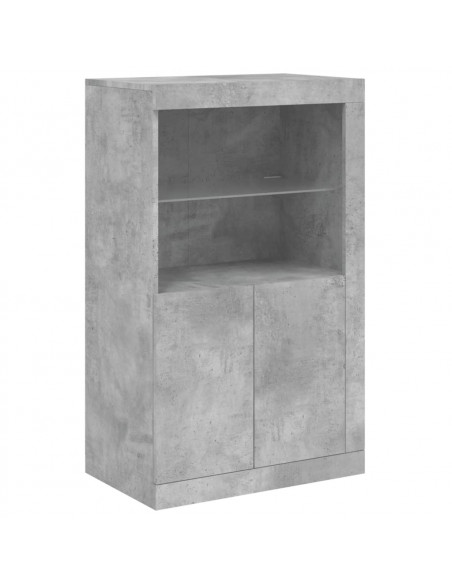 Credenza con Luci LED Grigio Cemento 181,5x37x100 cm