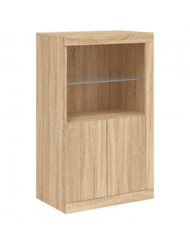 Credenza con Luci LED Rovere Sonoma 162x37x100 cm