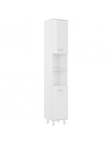 Mobile da Bagno Bianco Lucido 30x30x179 cm in Legno Multistrato